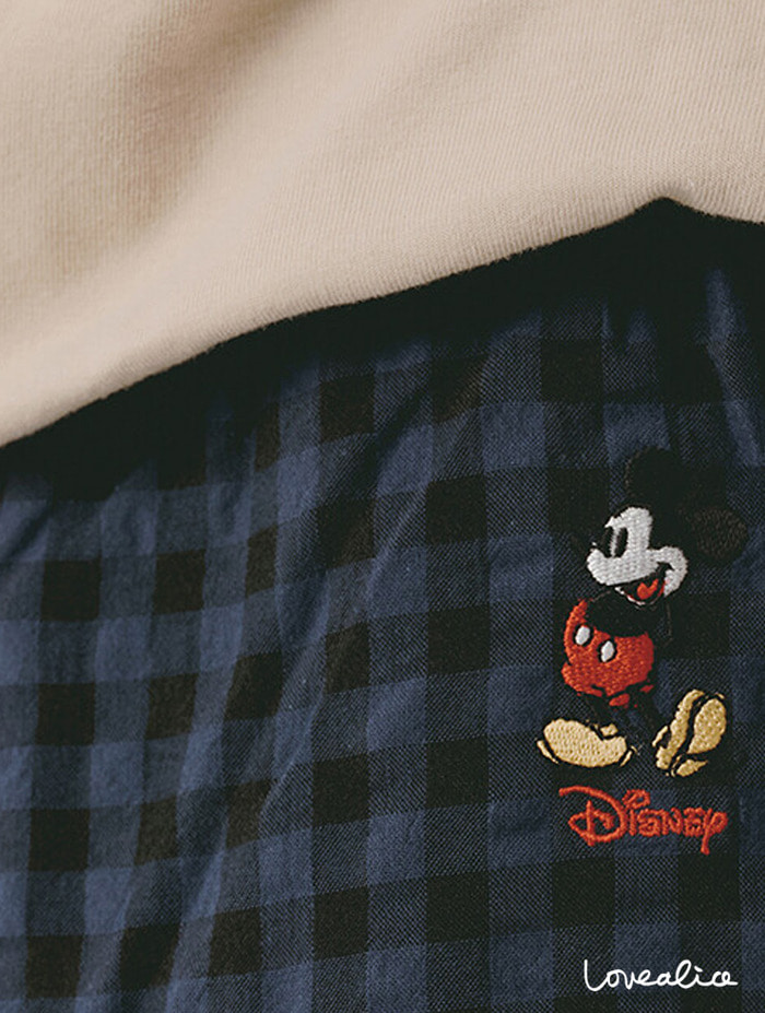 (공용) 디즈니 깅엄 면혼방 9부바지 잠옷 네이비